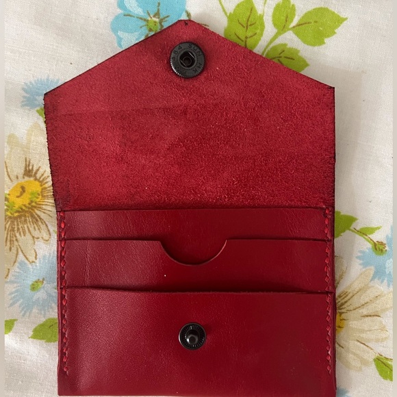 Handmade Genuine Red Leather Card Holder - Picture 2 of 5